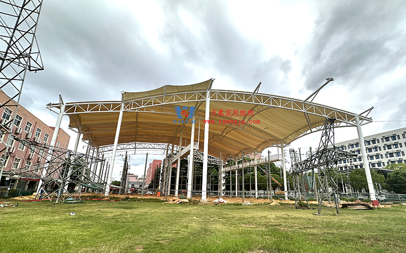 國網(wǎng)江西省電力有限公司培訓(xùn)中心實訓(xùn)基地改造膜結(jié)構(gòu)項目最新施工進度